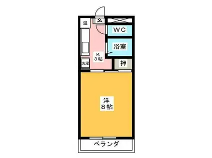 山王マンション 北棟(1K/3階)の間取り写真