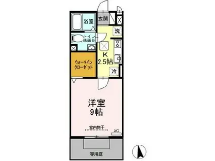 ボナール11(1K/1階)の間取り写真