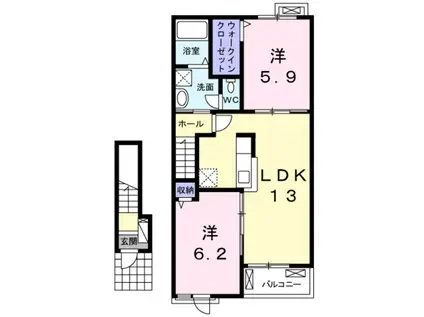 プラストサイド(2LDK/2階)の間取り写真