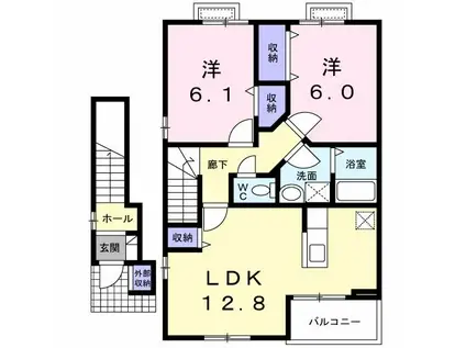 エクセレントリヴII(2LDK/2階)の間取り写真