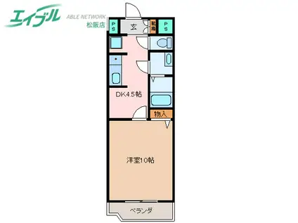 ハイタウン久保(1K/3階)の間取り写真