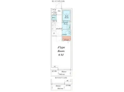 リブリ・三鷹ザ・テラス(1K/1階)の間取り写真