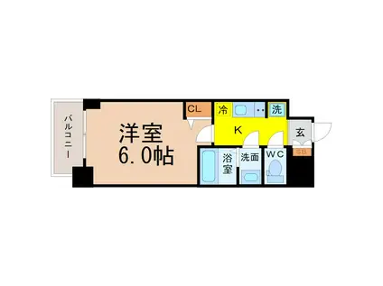 メイクス今池PRIME(1K/11階)の間取り写真