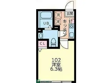 カサ・ソラールさがみ野(1K/1階)の間取り写真