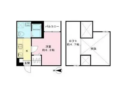 アオアクア稲上町(1K/1階)の間取り写真