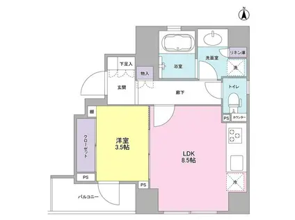 ルクリアコート(1LDK/3階)の間取り写真