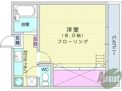 ノーブルカーサ川内(1K/2階)の間取り写真