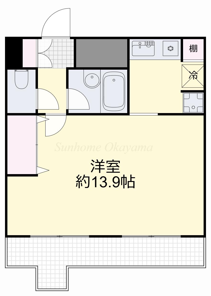 マローン京町(1K/7階)の間取り写真