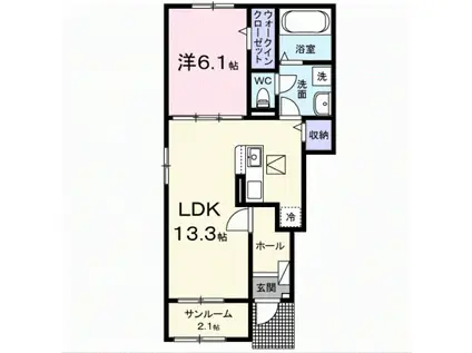 ホップV A(1LDK/1階)の間取り写真