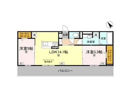 サンセール問屋町II(2LDK/3階)の間取り写真