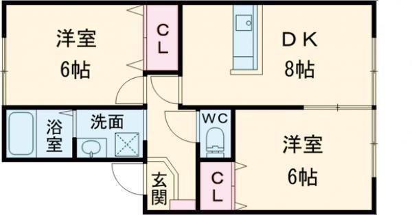 クレッシェンド黒崎公園横B棟(2DK/2階)の間取り写真