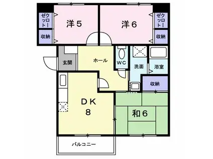 ボナール山の手パートII(3DK/1階)の間取り写真