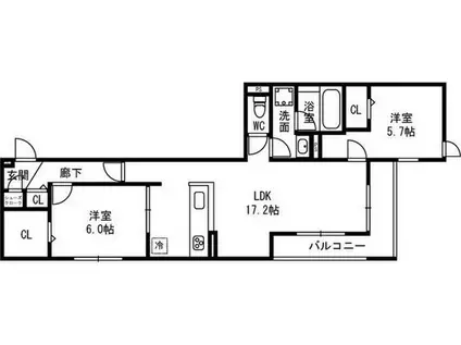 D-RESIDENCE西野A棟(2LDK/3階)の間取り写真