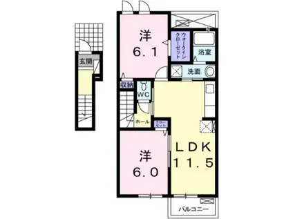 エアリーヒルズ・I(2LDK/2階)の間取り写真
