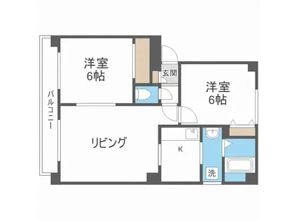 サンライズ八軒II(2LDK/2階)の間取り写真