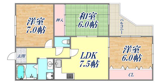 サンシャルマンユキ(3DK/2階)の間取り写真