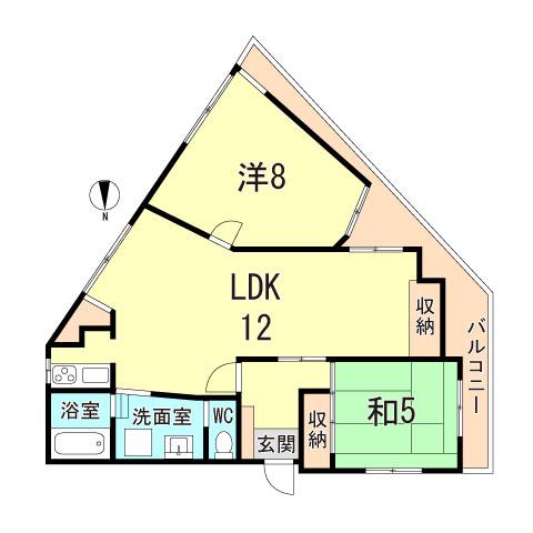 苦楽園タウンハイツ(2LDK/2階)の間取り写真
