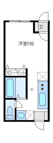 トレゾア作草部(1K/1階)の間取り写真