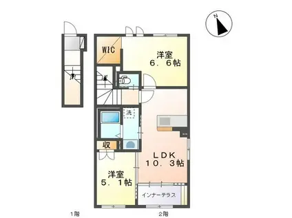 リアン・ド・サーラ(2LDK/2階)の間取り写真