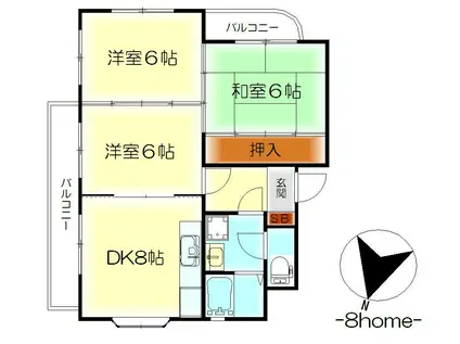 晴海コーポラス(3DK/2階)の間取り写真