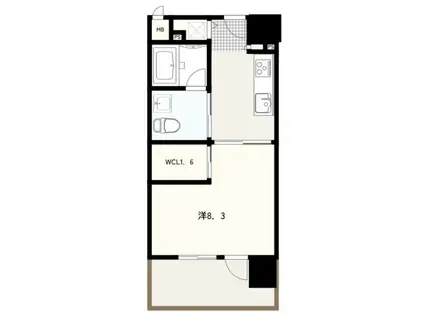 エイペックス東心斎橋II(1K/3階)の間取り写真