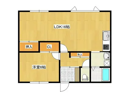 黒田マンション(1LDK/2階)の間取り写真