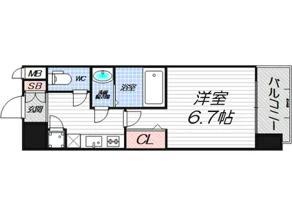 レジュールアッシュ ザ・パークフロント(1K/7階)の間取り写真