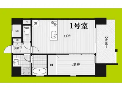 ALZA北堀江(1LDK/6階)の間取り写真