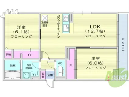D-ROOM七曲2(2LDK/2階)の間取り写真