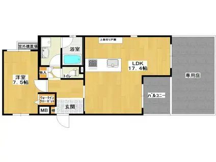 グラスパティオ(1LDK/1階)の間取り写真