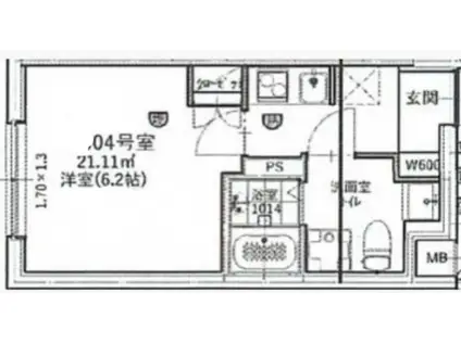 レ・メゾン白楽(1K/2階)の間取り写真