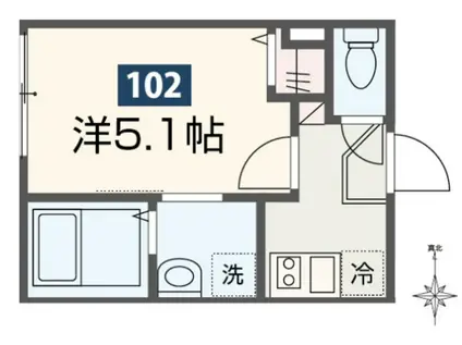 MELDIA北綾瀬V(1K/1階)の間取り写真