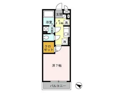 パピヨン南大沢(1K/2階)の間取り写真