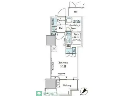 HARUMI FLAG PORT VILLAGE B棟(ワンルーム/7階)の間取り写真