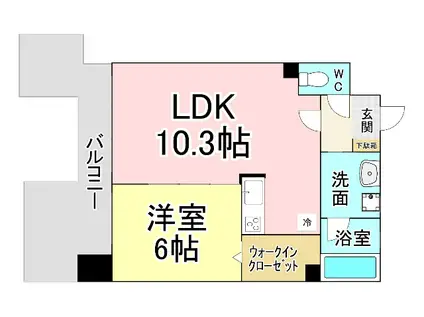サンシャイン ロイヤル北九州(1LDK/13階)の間取り写真