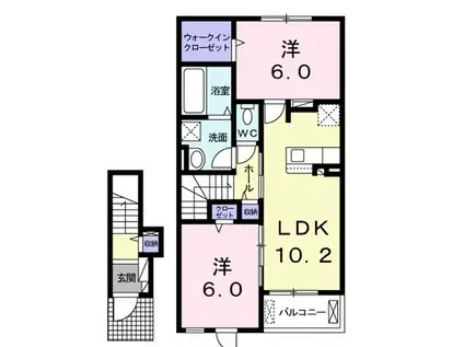 MINT弐番館(2LDK/2階)の間取り写真