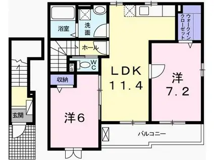 アルページュ(2LDK/2階)の間取り写真