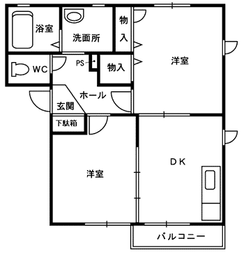 フォーバル21下河端(2DK/1階)の間取り写真