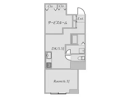 メゾンド山王(1SDK/1階)の間取り写真