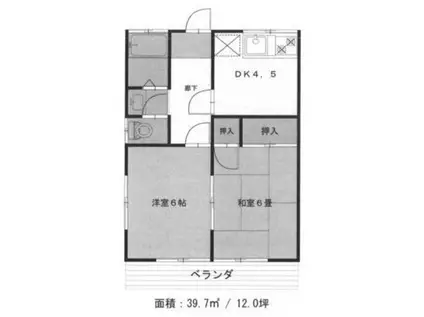 サンハイツ(2DK/2階)の間取り写真