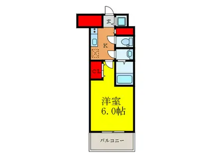 エスリード江坂グランツ(1K/2階)の間取り写真