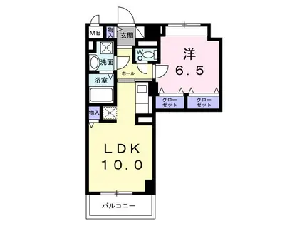 サンライズ 江平中町(1LDK/8階)の間取り写真