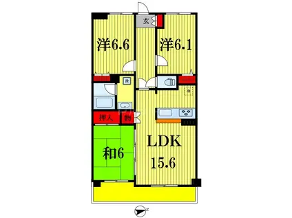 新松戸ガーデニア(3LDK/7階)の間取り写真