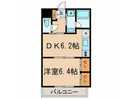 カーサ・エスペランサ(1DK/3階)の間取り写真