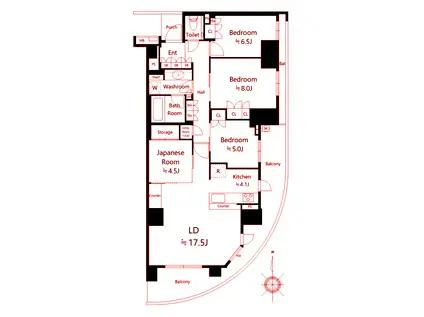 BRILLIA CITY 横浜磯子 D棟 ブリリアシティ横浜磯子(4LDK/3階)の間取り写真