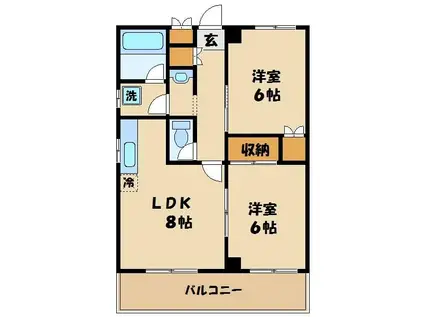 多摩第3パールハイツ(2LDK/4階)の間取り写真