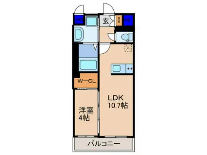 ソルテラス京都東寺HOMARE(1LDK/1階)の間取り写真