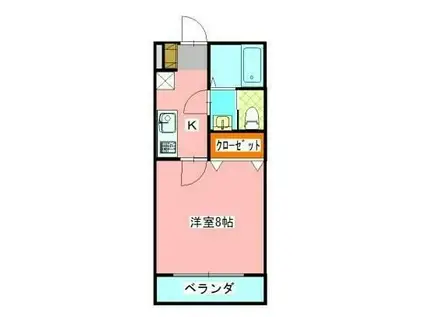 メルローズプレイスII(1K/1階)の間取り写真