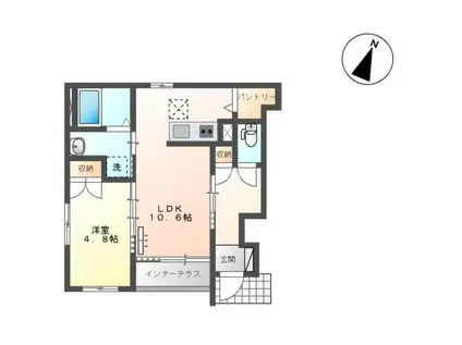 熊谷市万平町2丁目スターテラスII・L(1LDK/1階)の間取り写真
