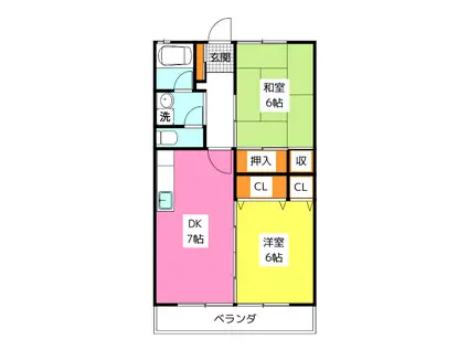 井尻口1高木ビル(2DK/2階)の間取り写真